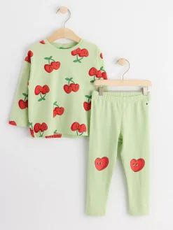Set>Lindex Set Med Langarmad Topp Och Leggings Light Green