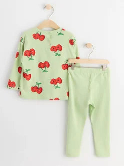 Set>Lindex Set Med Langarmad Topp Och Leggings Light Green