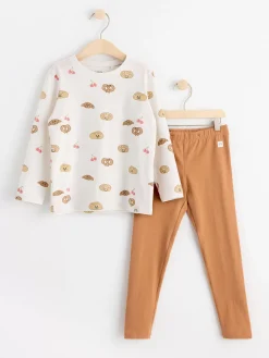 Set>Lindex Set Med Langarmad Topp Och Leggings Light Dusty White