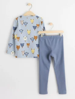 Set>Lindex Set Med Langarmad Topp Och Leggings Light Dusty Blue
