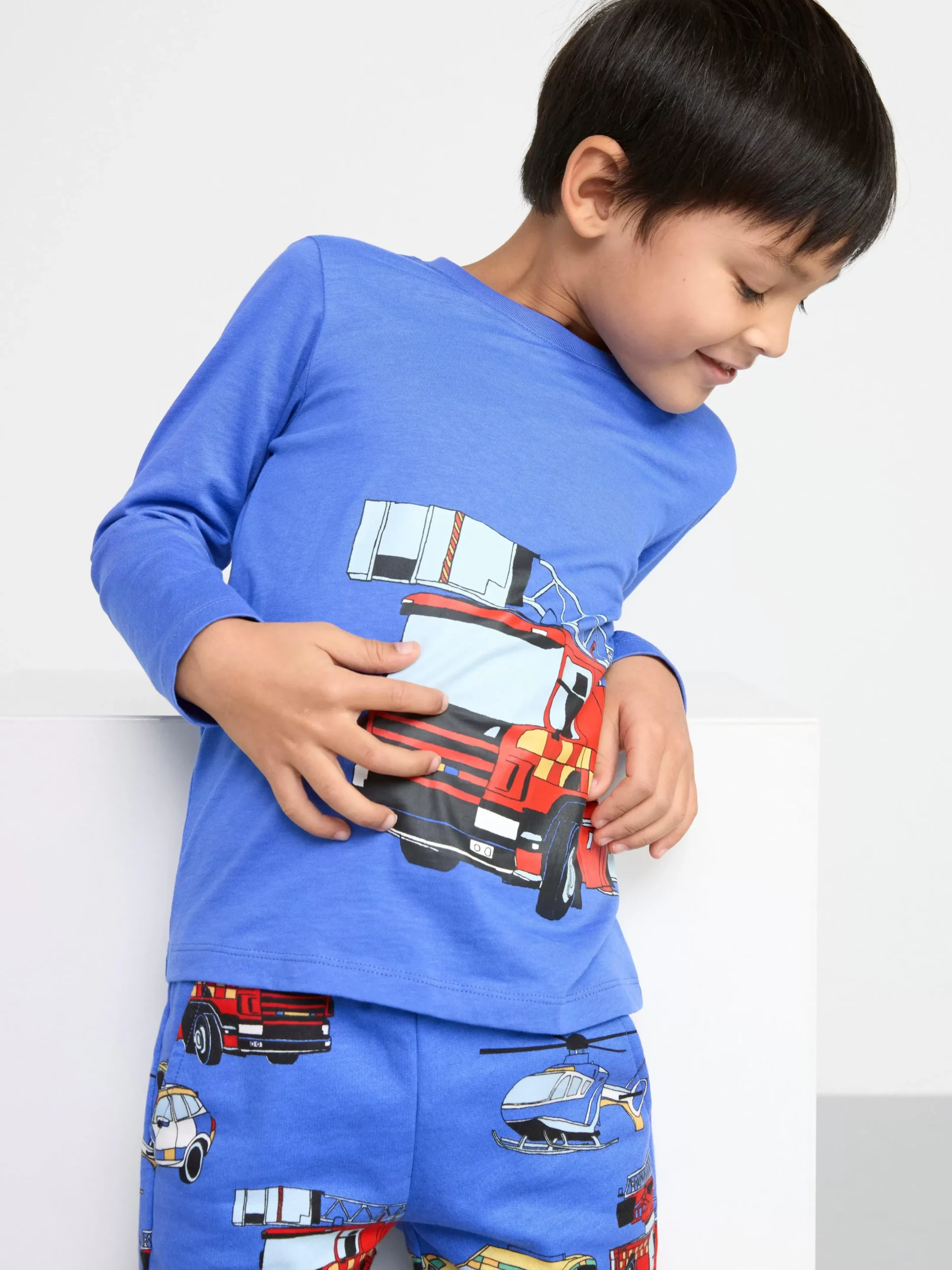 Toppar & T-Shirts>Lindex Set Med Langarmad Topp Och Mjukisbyxor Dk Blue