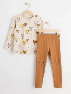 Set>Lindex Set Med Langarmad Topp Och Leggings Light Beige