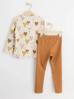 Set>Lindex Set Med Langarmad Topp Och Leggings Light Beige