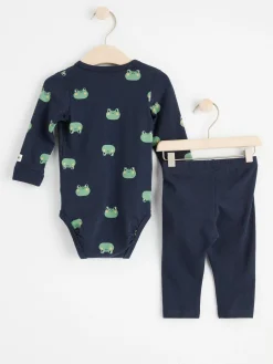 Set>Lindex Set Med Omlottbody Och Leggings Dark Navy