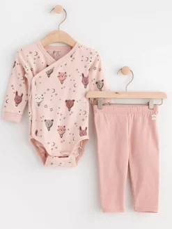 Set>Lindex Set Med Omlottbody Och Leggings Light Dusty Pink