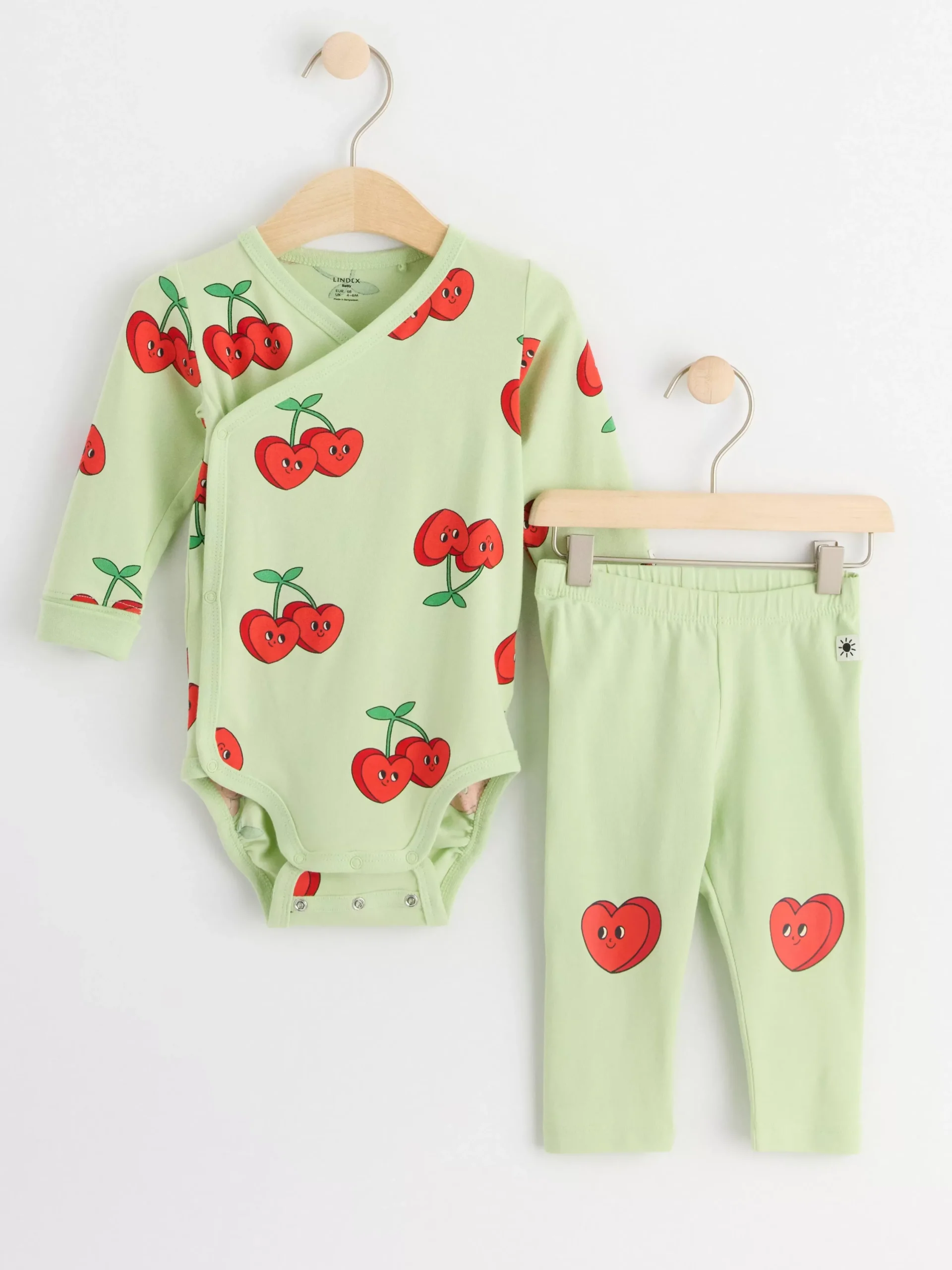 Set>Lindex Set Med Omlottbody Och Leggings Light Green
