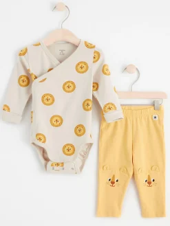 Set>Lindex Set Med Omlottbody Och Leggings Light Beige