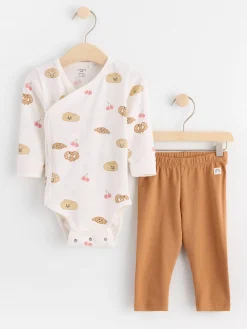 Set>Lindex Set Med Omlottbody Och Leggings Light Dusty White