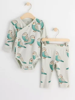Set>Lindex Set Med Omlottbody Och Leggings Light Aqua
