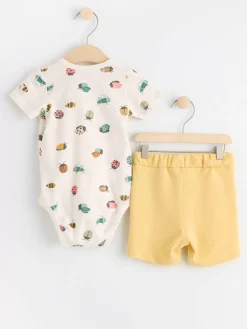 Bodies>Lindex Set Med Omlottbody Och Shorts Light Dusty White