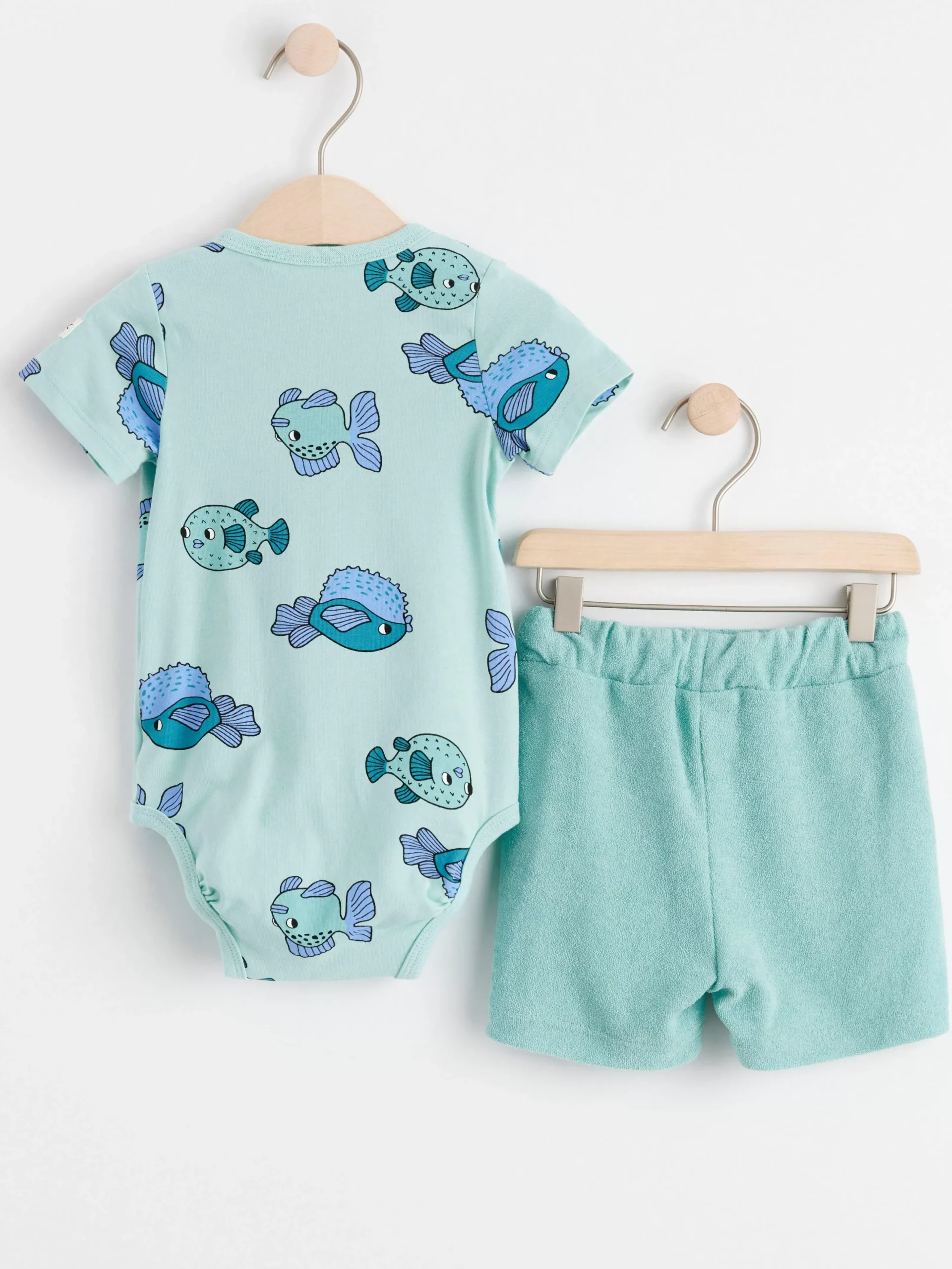 Set>Lindex Set Med Omlottbody Och Shorts Light Dusty Turquoise