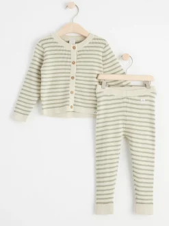 Set>Lindex Set Med Stickad Cardigan Och Leggings Dusty Green