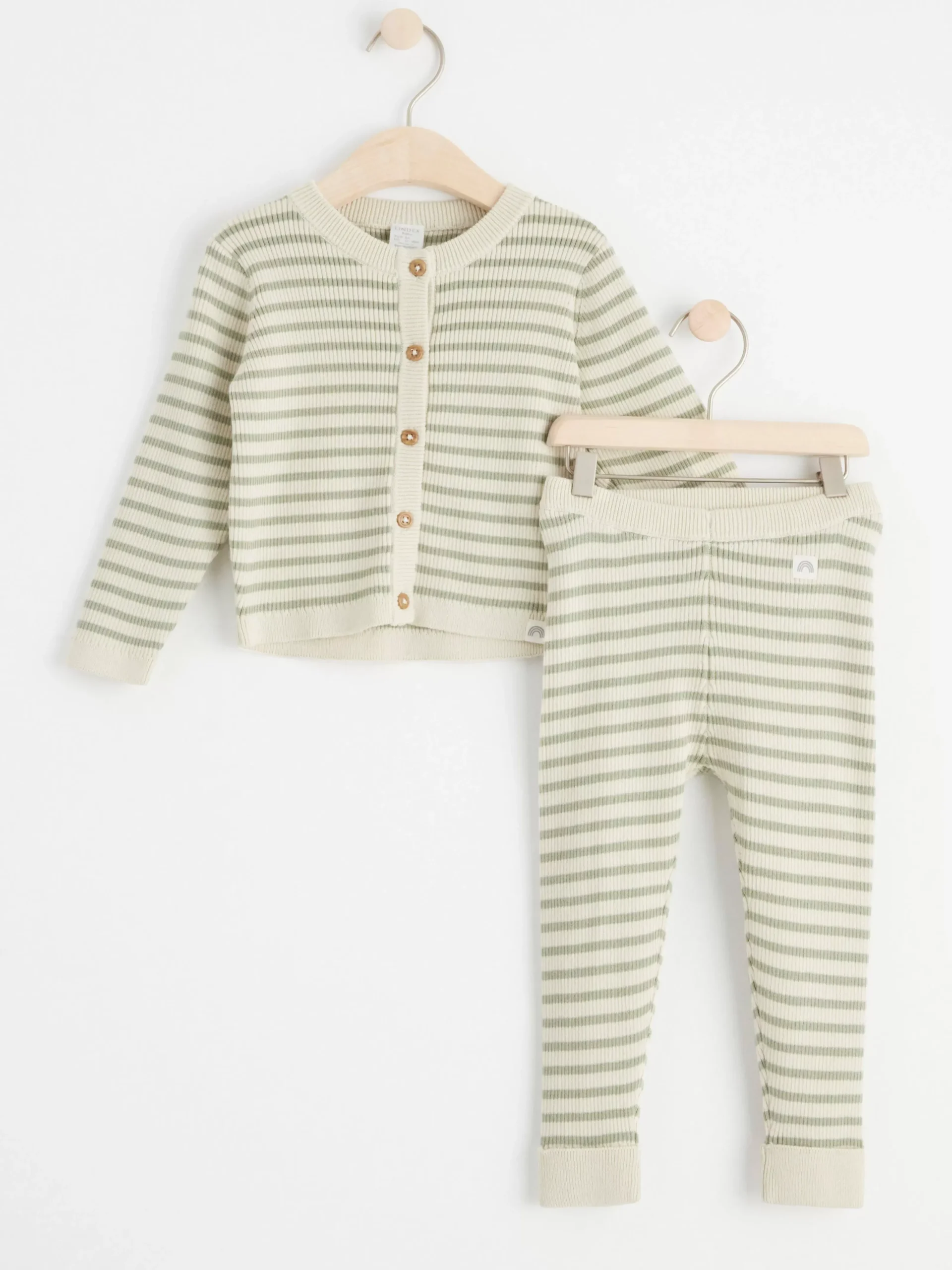 Set>Lindex Set Med Stickad Cardigan Och Leggings Dusty Green