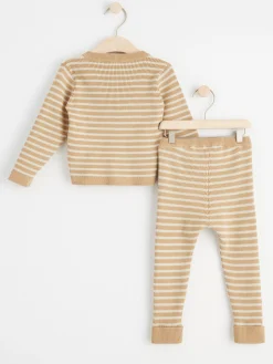 Set>Lindex Set Med Stickad Cardigan Och Leggings Beige