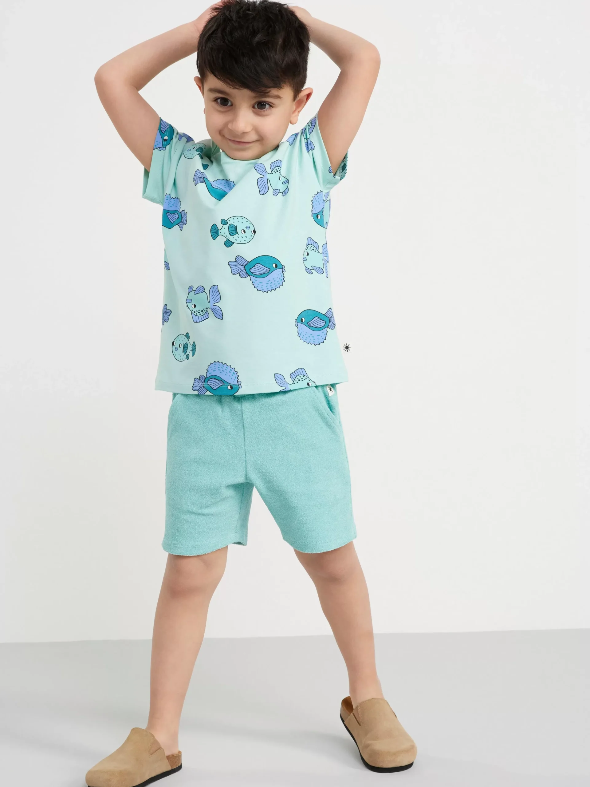 Toppar & T-Shirts>Lindex Set Med Topp Och Frotteshorts Light Dusty Turquoise