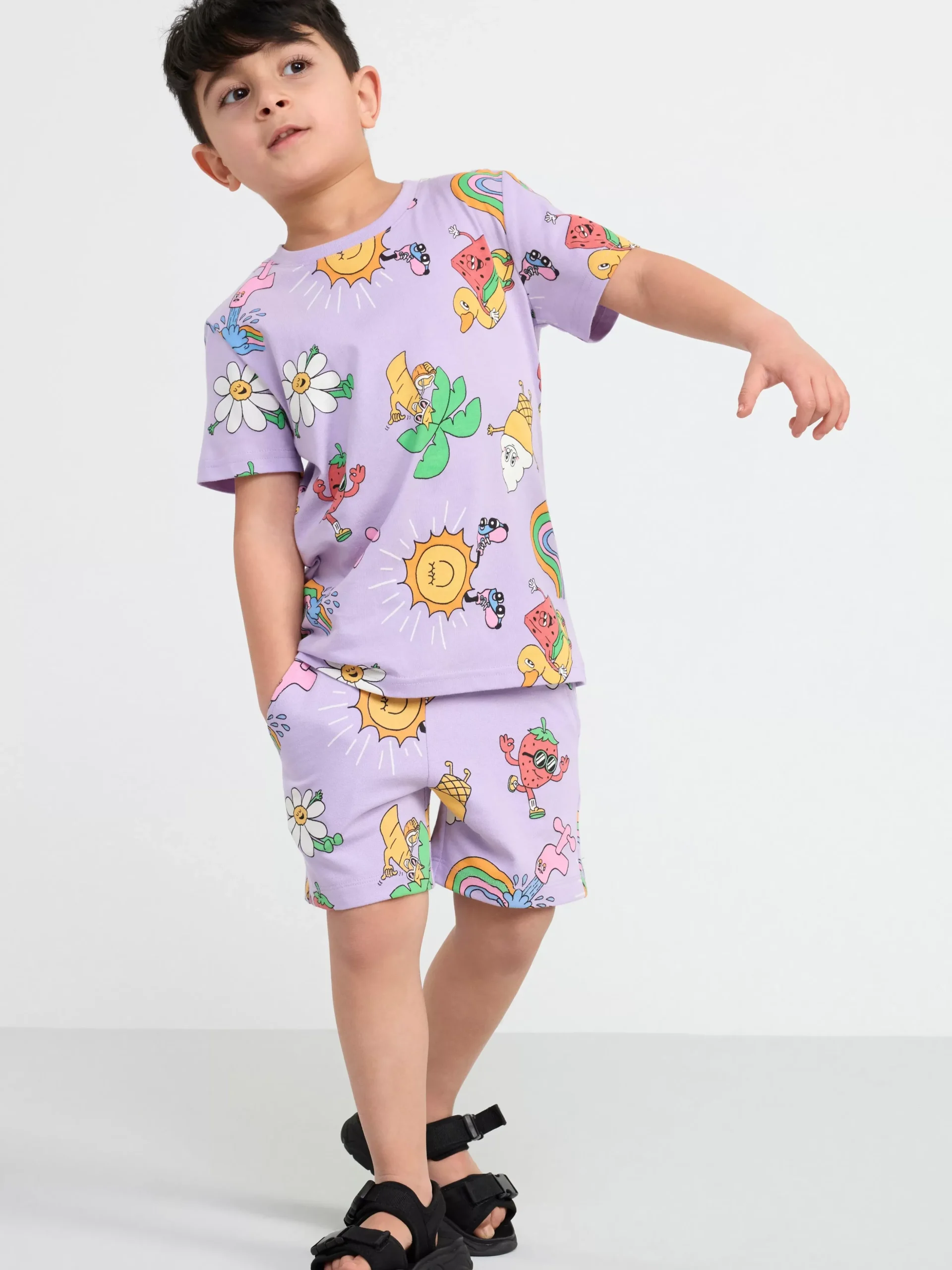 Toppar & T-Shirts>Lindex Set Med T-Shirt Och Shorts Light Lilac