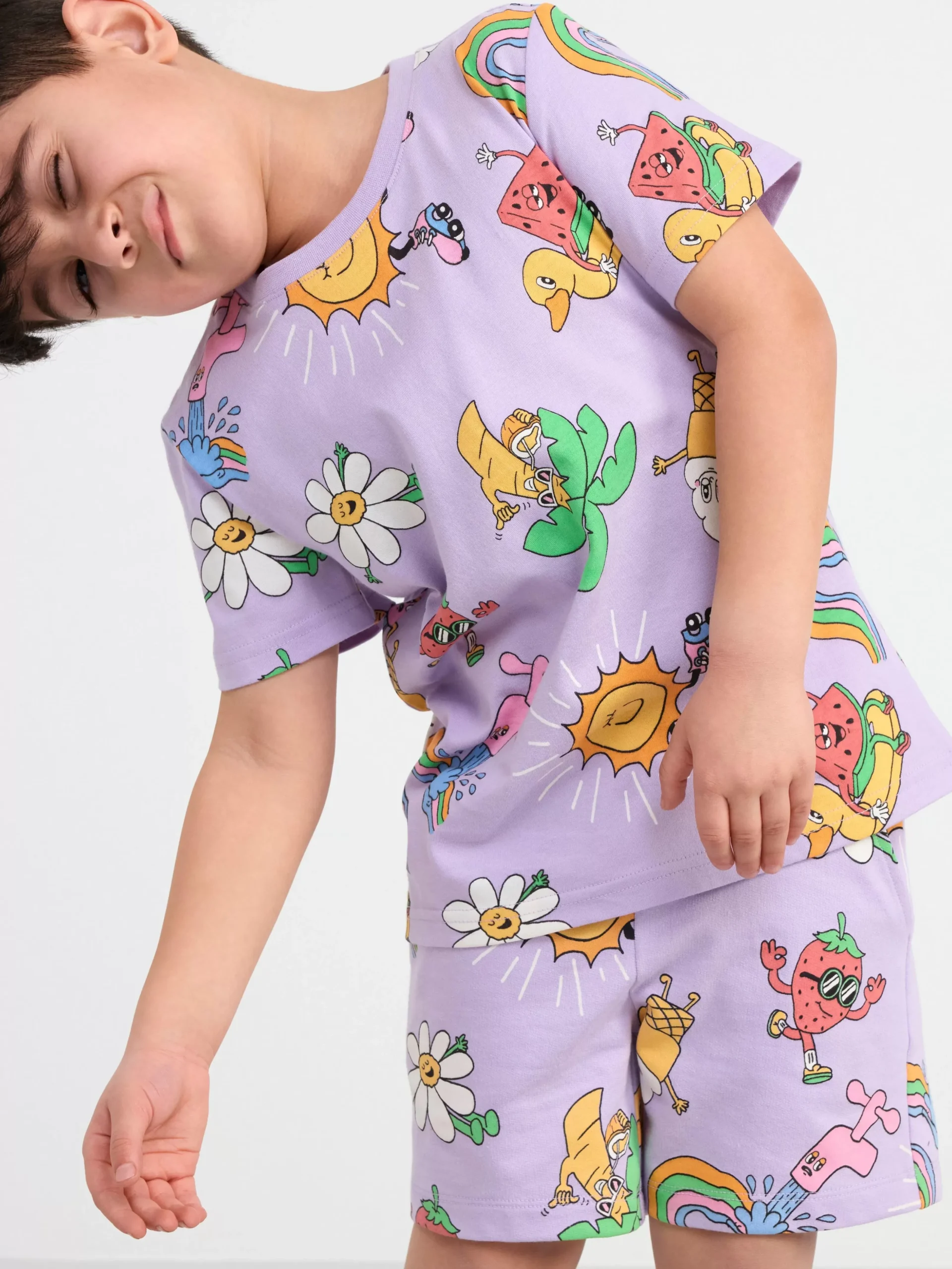 Toppar & T-Shirts>Lindex Set Med T-Shirt Och Shorts Light Lilac