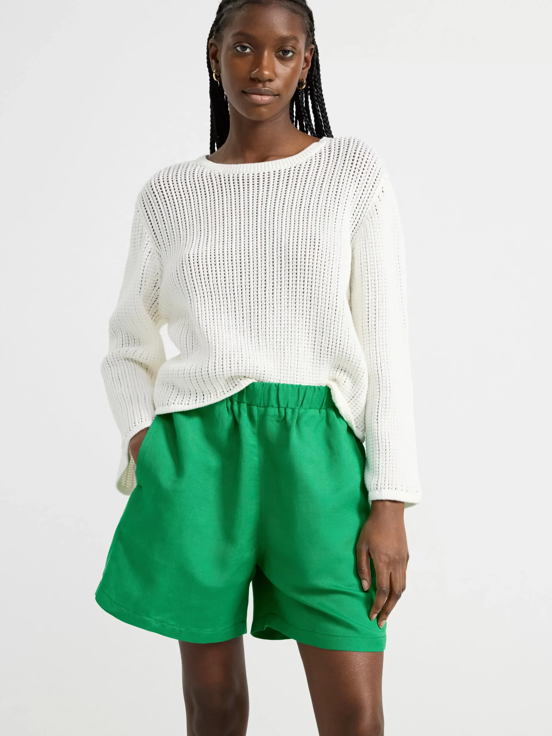 Shorts & Cykelbyxor>Lindex Shorts I Linneblandning Green