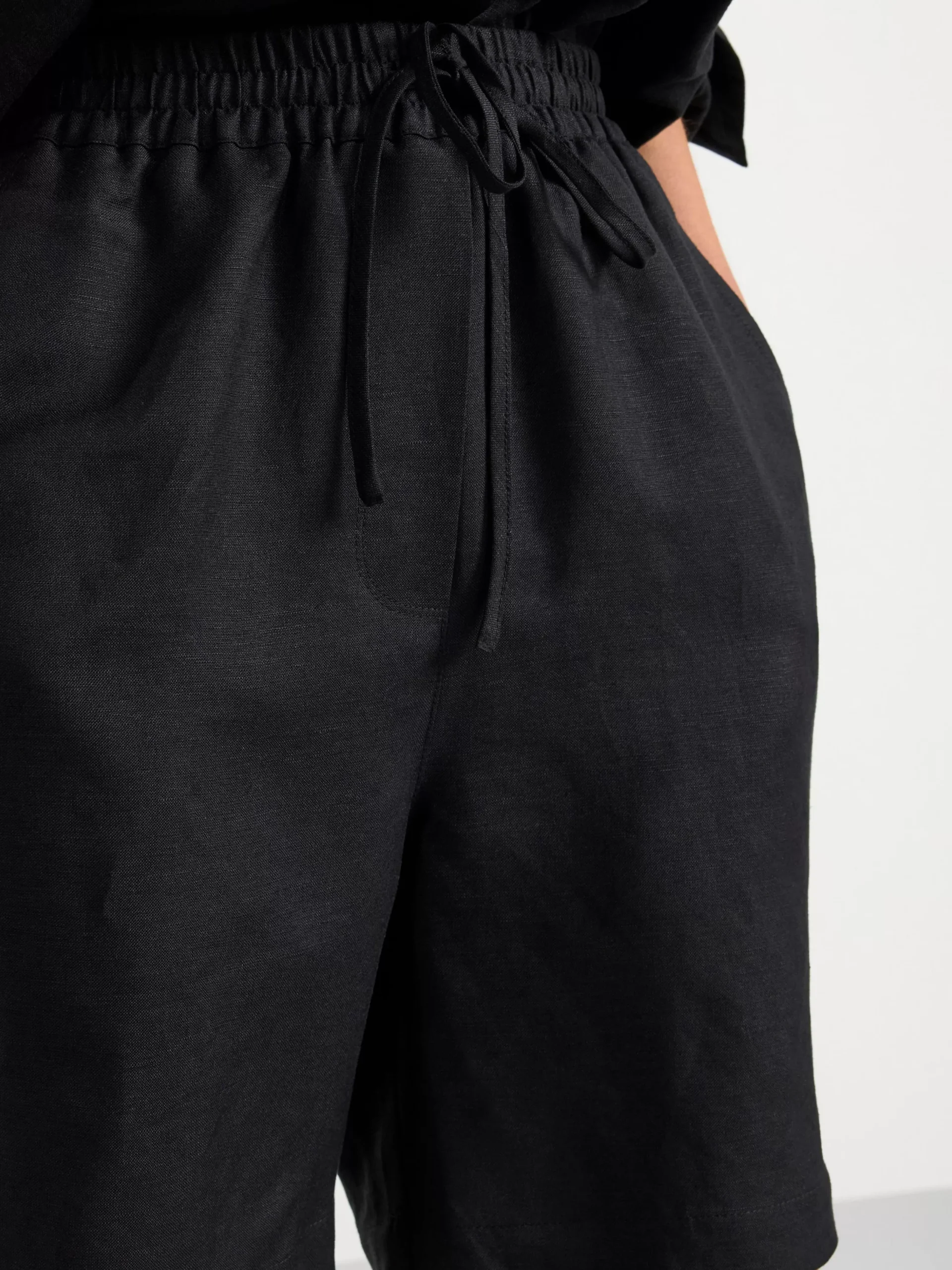 Shorts & Cykelbyxor>Lindex Shorts I Linneblandning Black