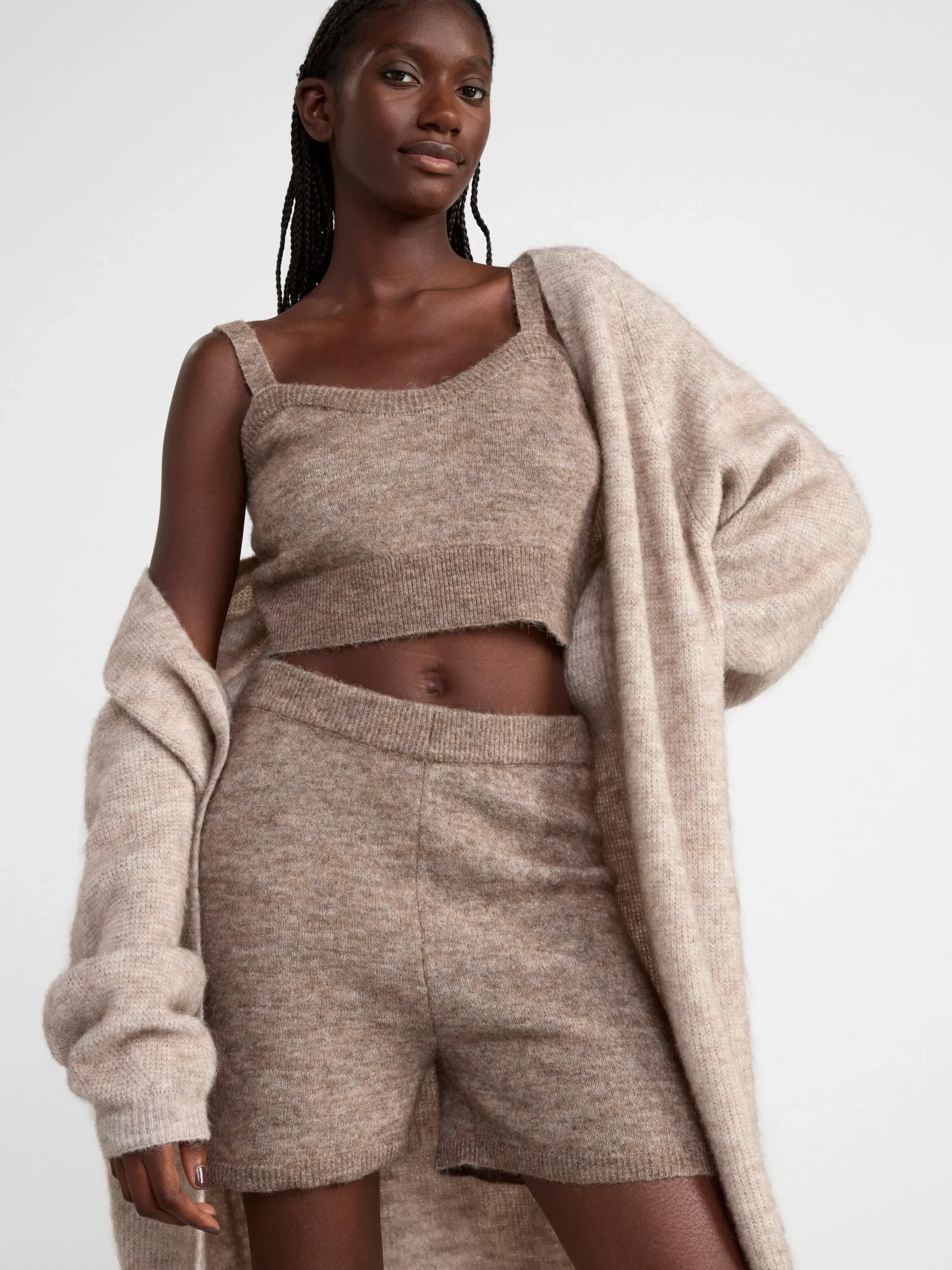 Nattplagg>Lindex Shorts I Ullblandning Brown Melange