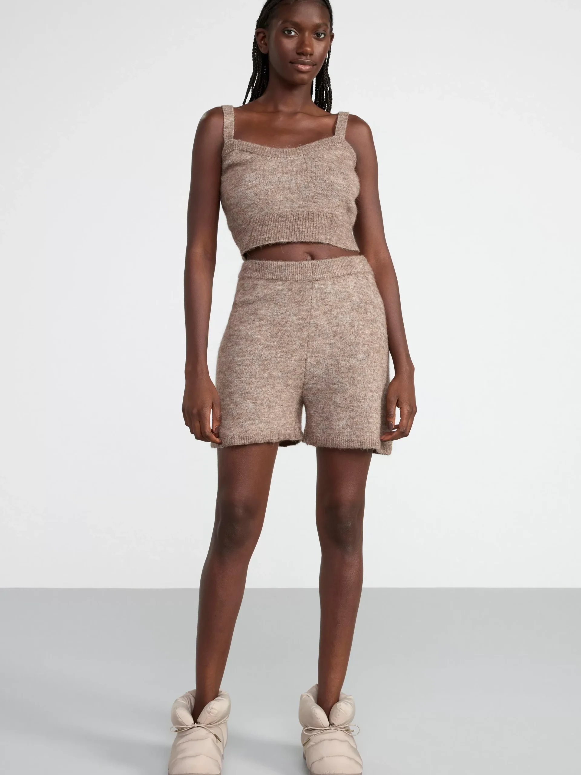 Nattplagg>Lindex Shorts I Ullblandning Brown Melange