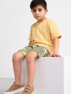 Byxor & Leggings>Lindex Shorts Med Dinosaurier Light Dusty Khaki