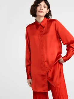 Blusar & Skjortor>Lindex Skjorta I Satin Dark Red