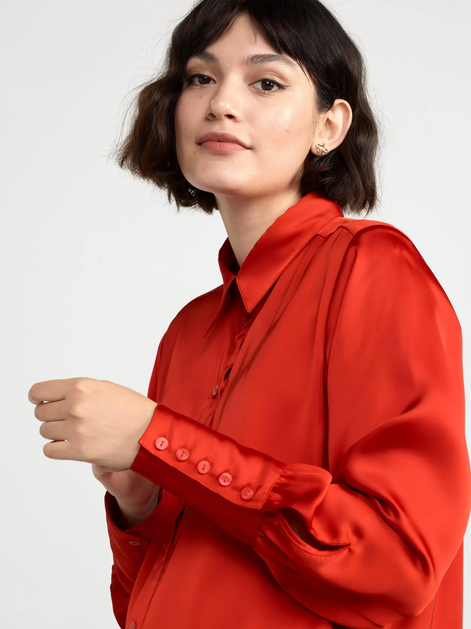Blusar & Skjortor>Lindex Skjorta I Satin Dark Red