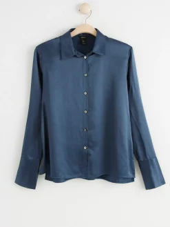Blusar & Skjortor>Lindex Skjorta I Sidenblandning Dusty Blue