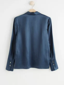 Blusar & Skjortor>Lindex Skjorta I Sidenblandning Dusty Blue