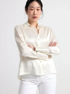 Blusar & Skjortor>Lindex Skjorta I Sidenblandning Light White