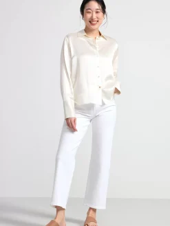 Blusar & Skjortor>Lindex Skjorta I Sidenblandning Light White