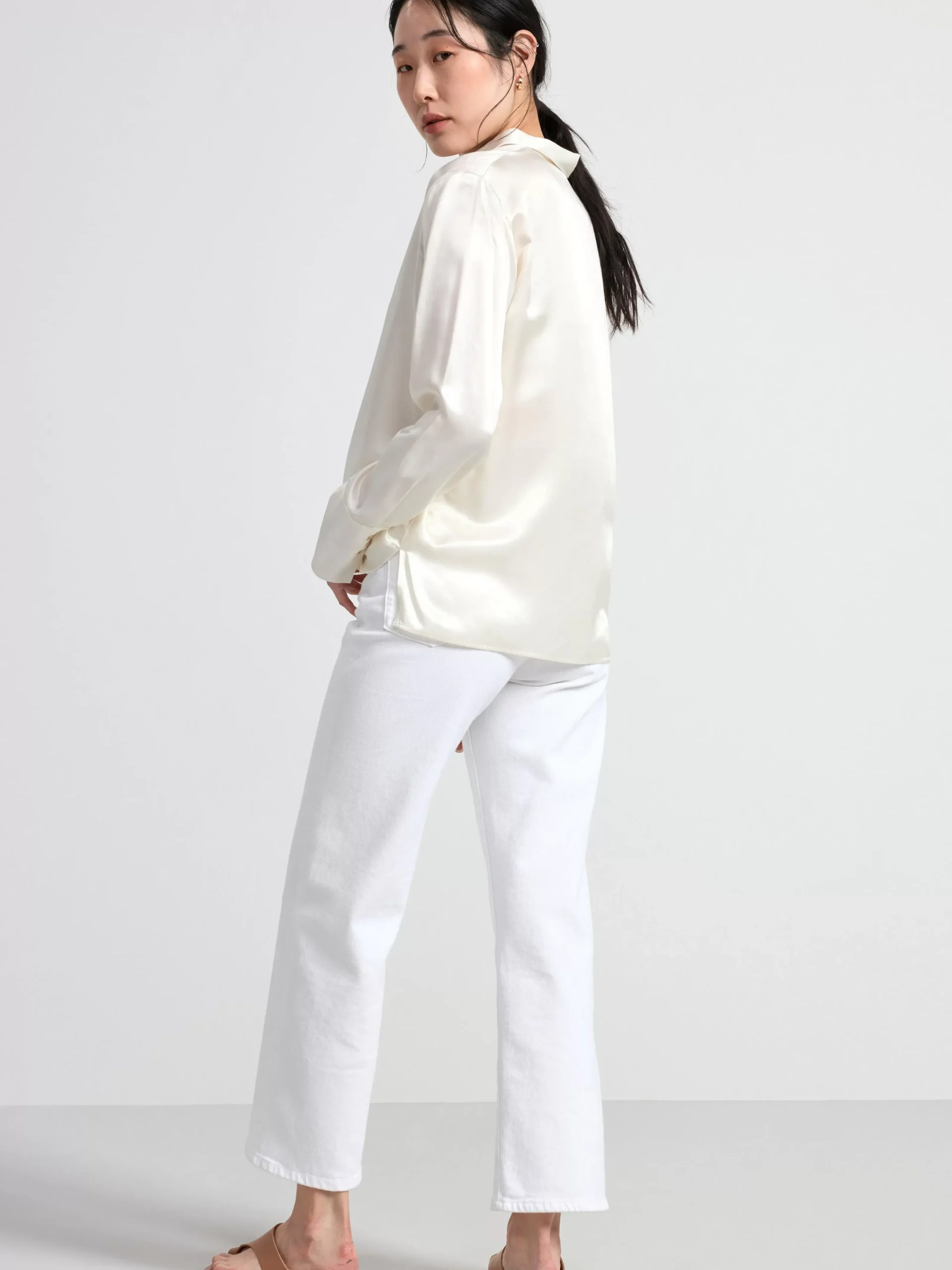 Blusar & Skjortor>Lindex Skjorta I Sidenblandning Light White