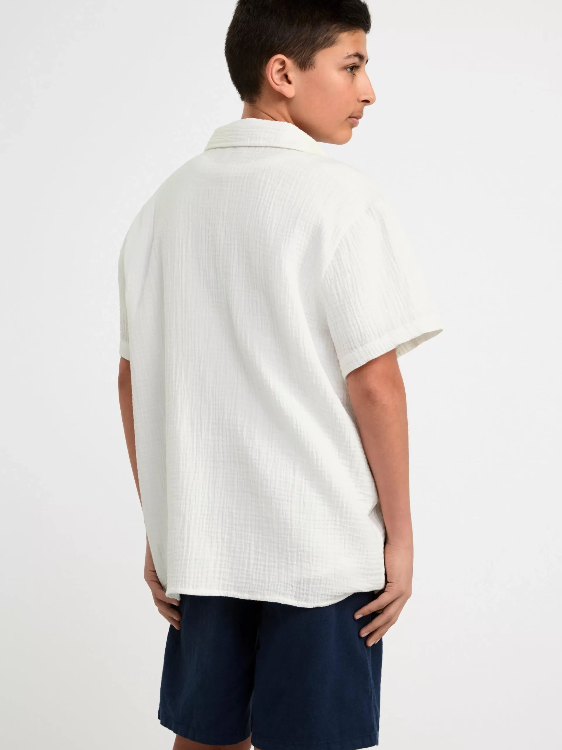 Skjortor & Blusar>Lindex Skjorta Med Kort Arm I Krinklad Bomull Off White
