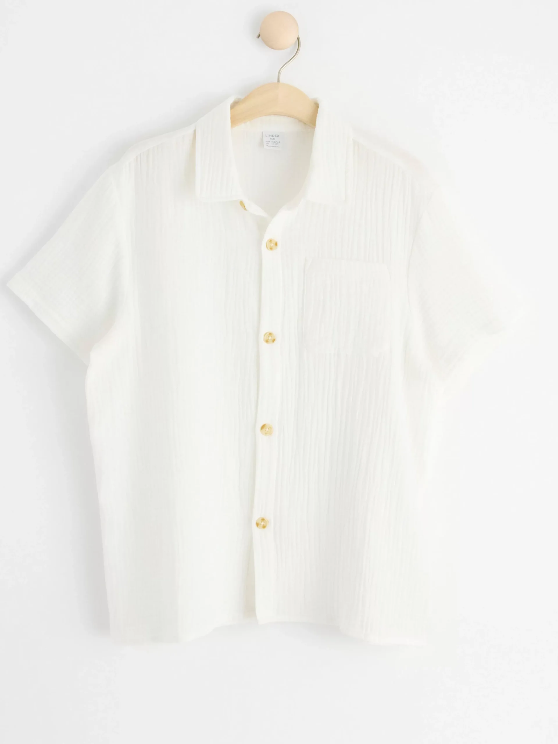 Skjortor & Blusar>Lindex Skjorta Med Kort Arm I Krinklad Bomull Off White