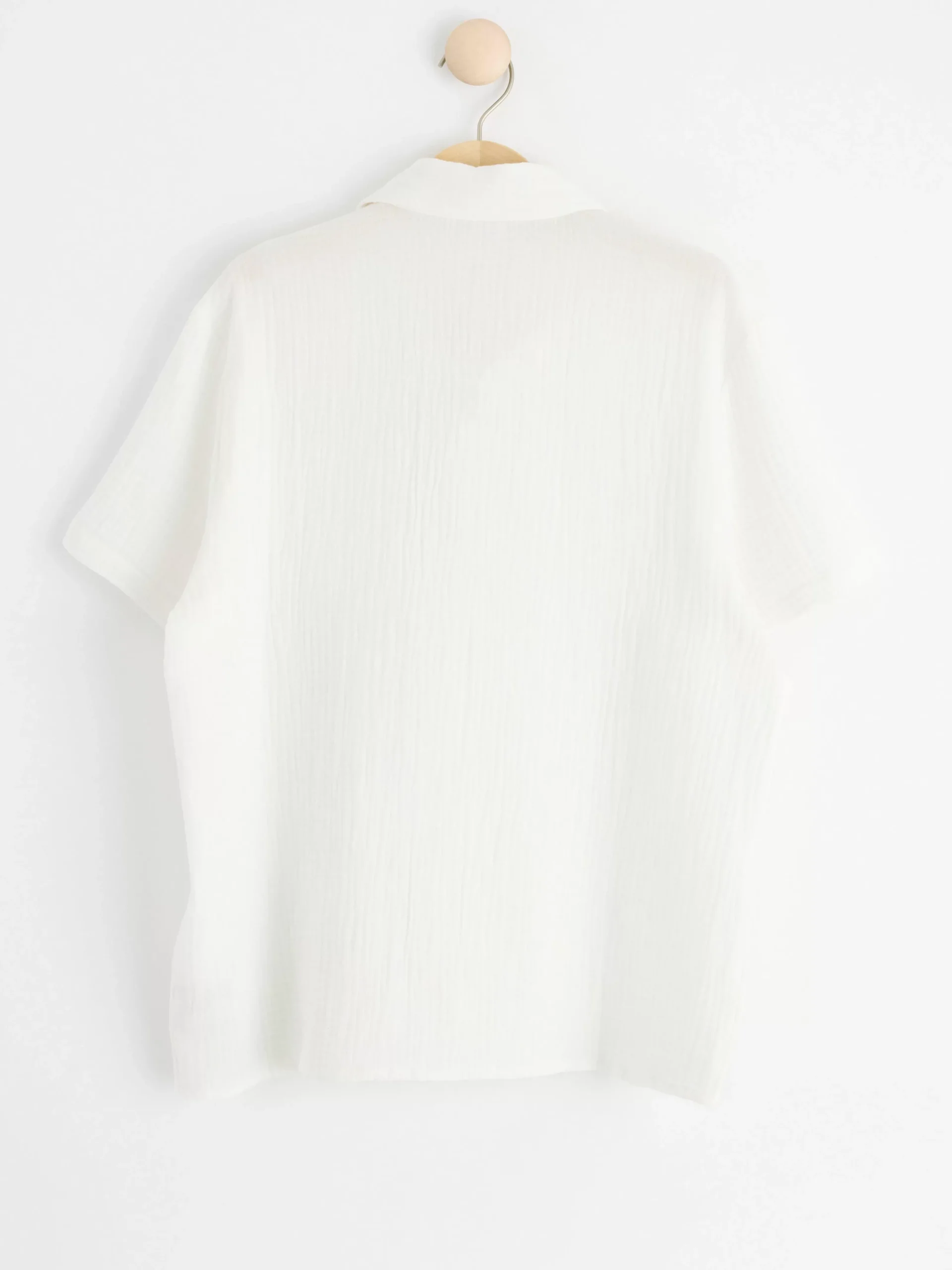 Skjortor & Blusar>Lindex Skjorta Med Kort Arm I Krinklad Bomull Off White