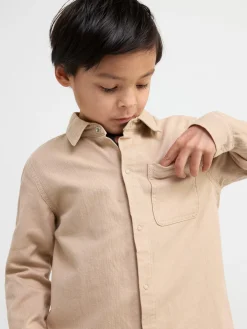 Tröjor & Cardigans>Lindex Skjortjacka I Twill Beige
