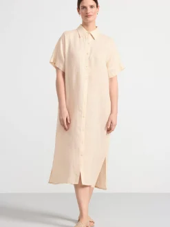 Klänningar>Lindex Skjortklanning I Linne Light Beige