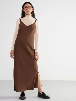 Klänningar>Lindex Slipklanning I Satin Dark Brown