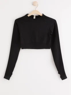 Träningskläder>Lindex Somlos Croppad Sporttopp Black