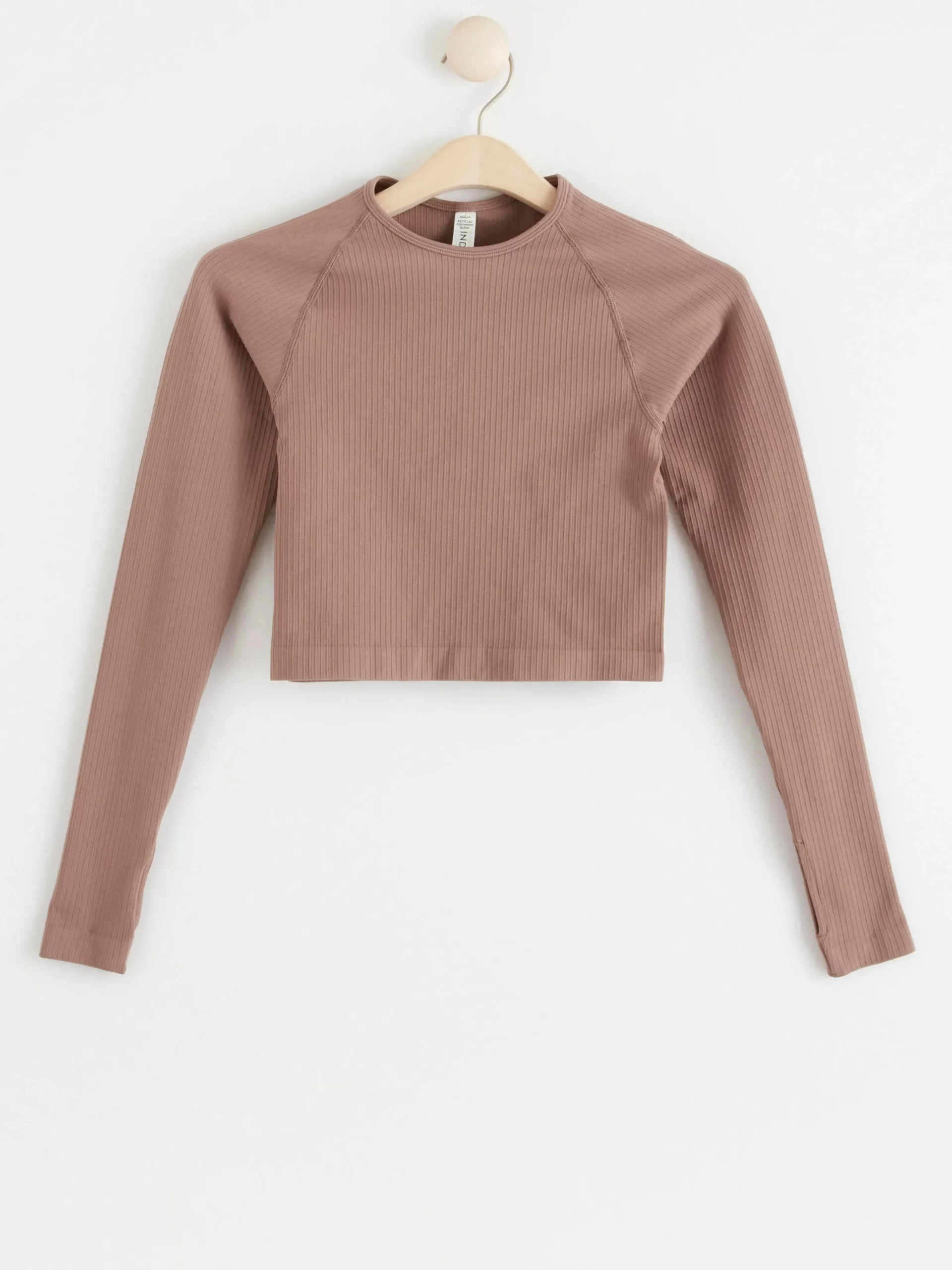 Träningskläder>Lindex Somlos Ribbad Och Croppad Sporttopp Light Dusty Brown