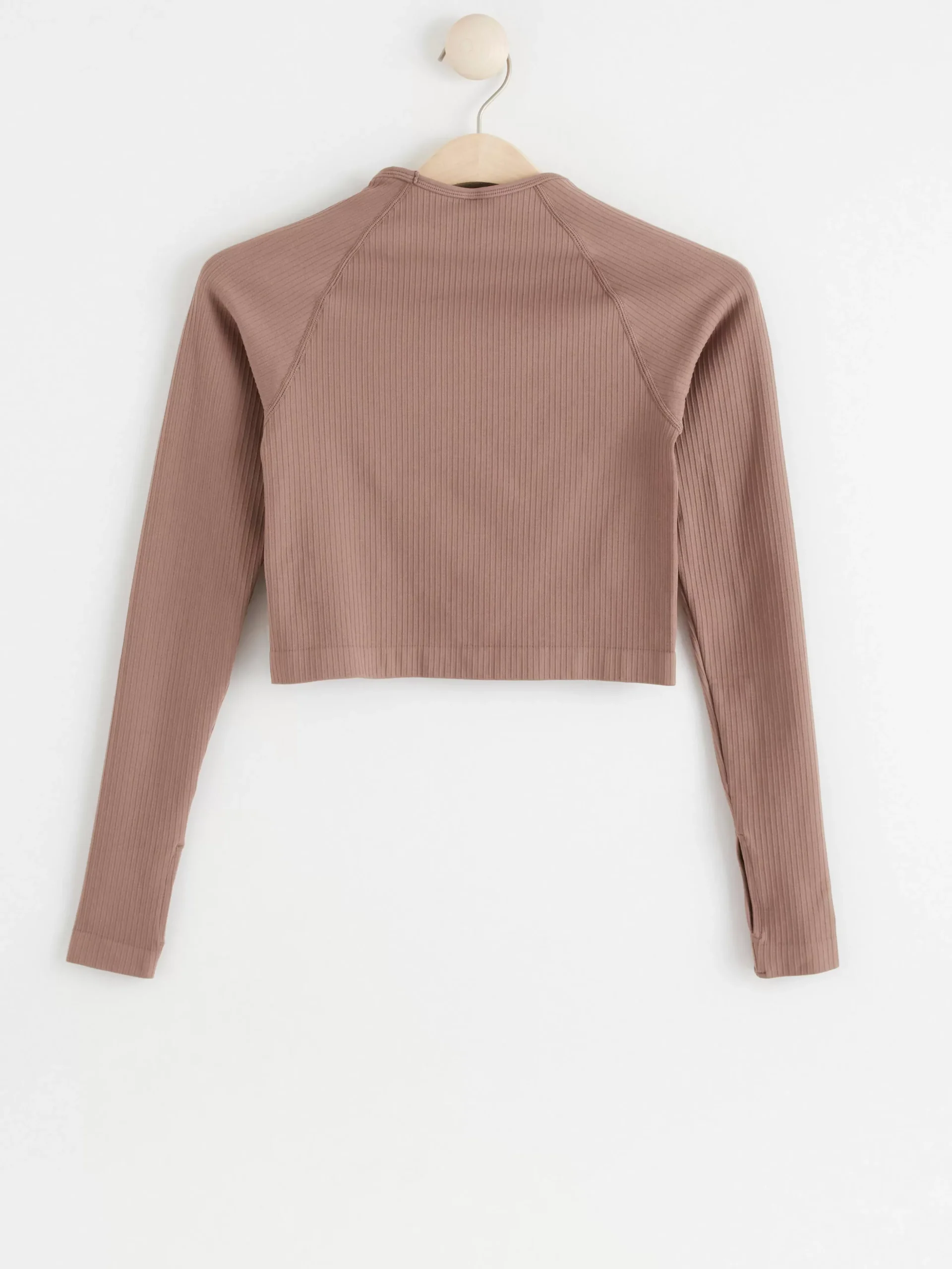 Träningskläder>Lindex Somlos Ribbad Och Croppad Sporttopp Light Dusty Brown