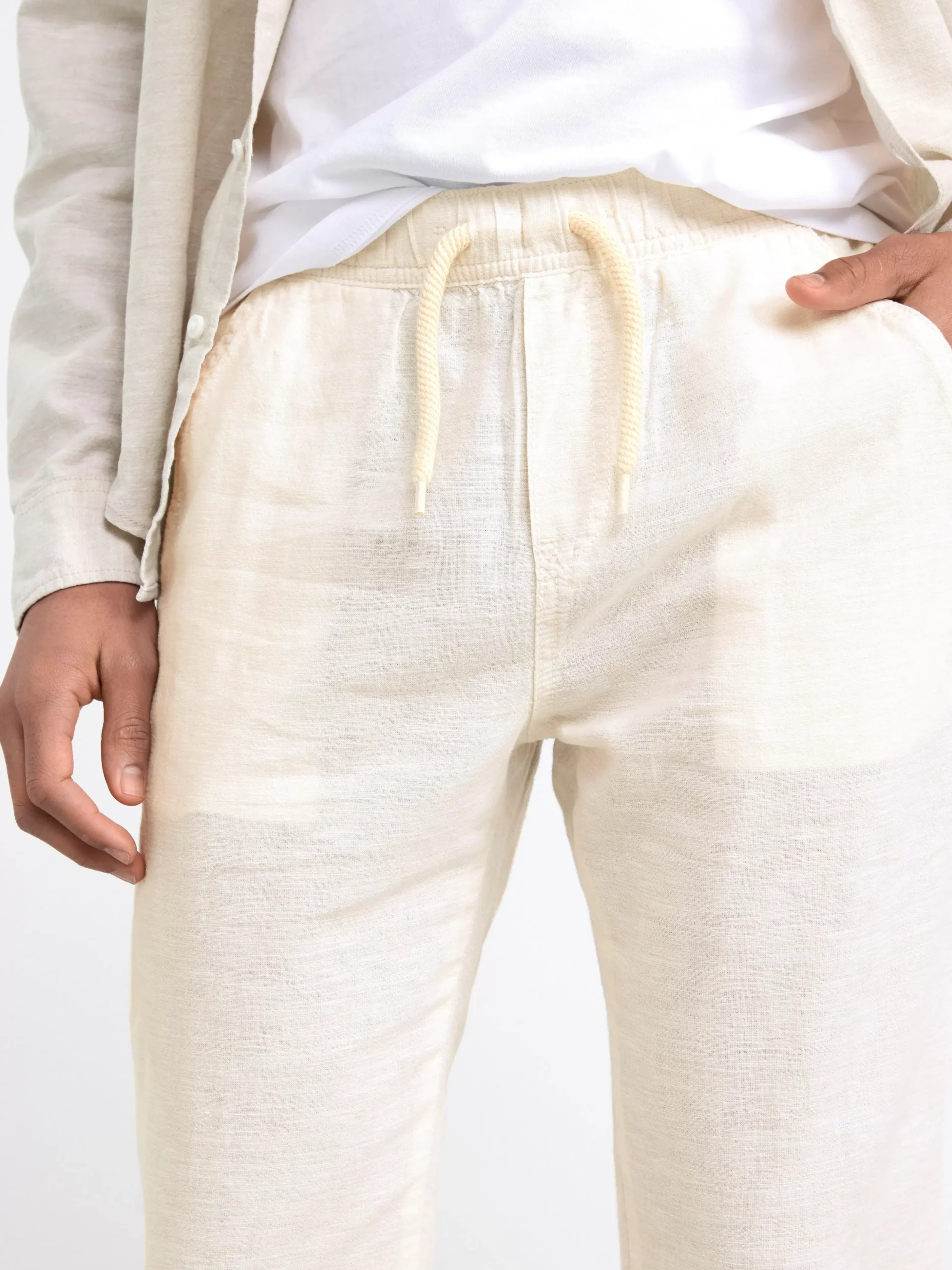 Byxor & Leggings>Lindex Staffan Rak Byxa Med Normalhog Midja I Linneblandning Light Beige