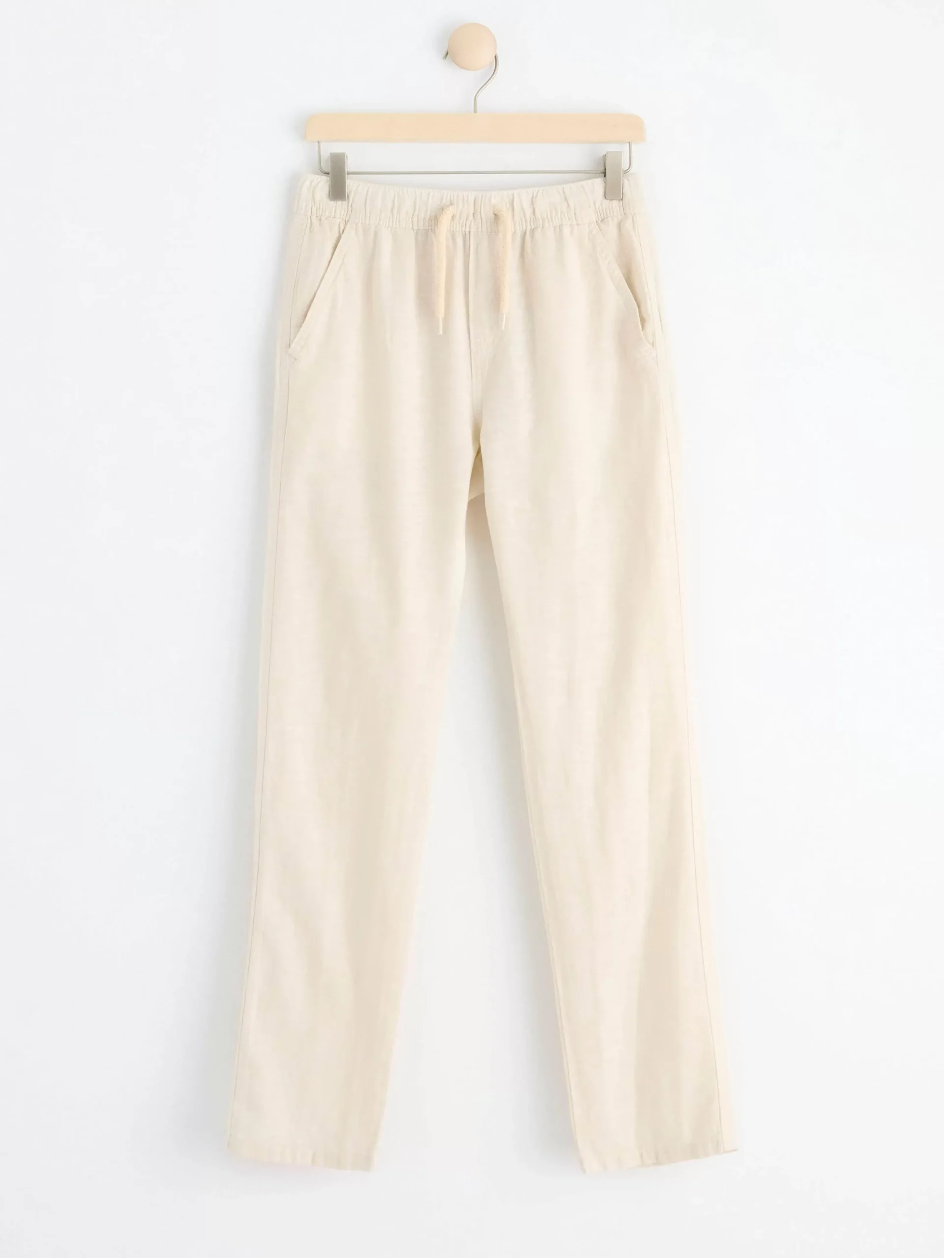 Byxor & Leggings>Lindex Staffan Rak Byxa Med Normalhog Midja I Linneblandning Light Beige