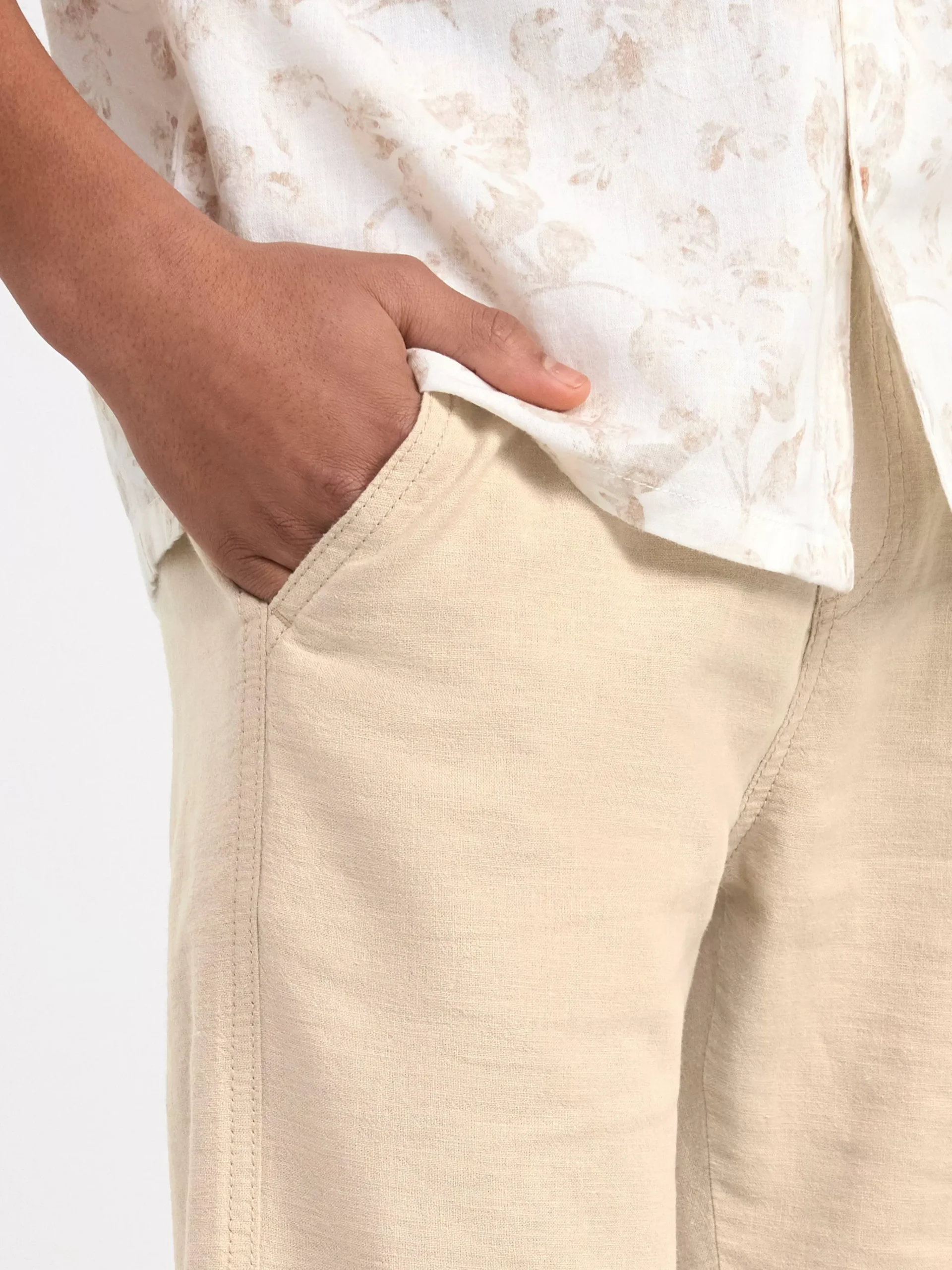 Byxor & Leggings>Lindex Staffan Rak Byxa Med Normalhog Midja I Linneblandning Beige