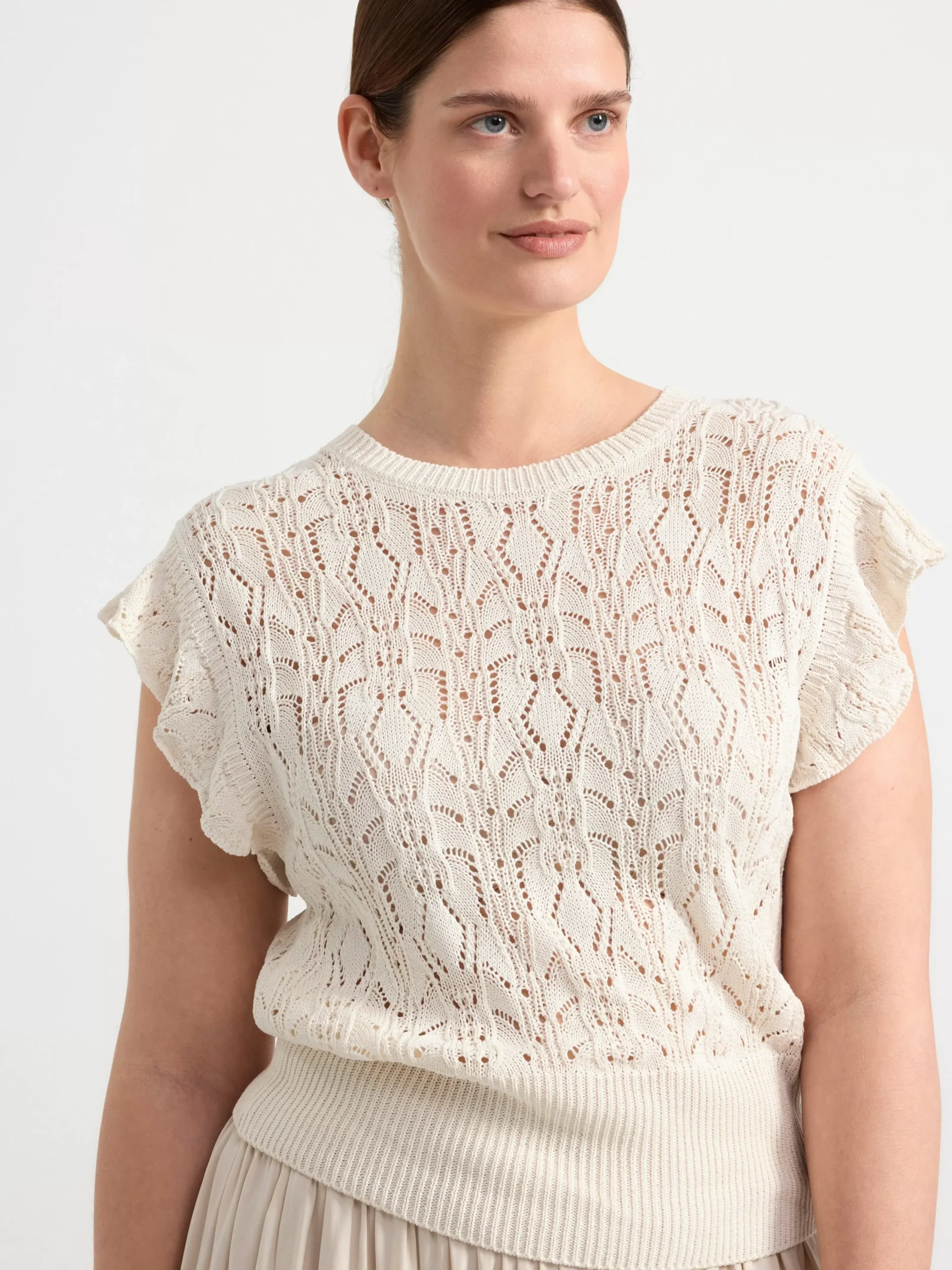 Toppar & T-Shirts>Lindex Stickad Armlos Topp Light White
