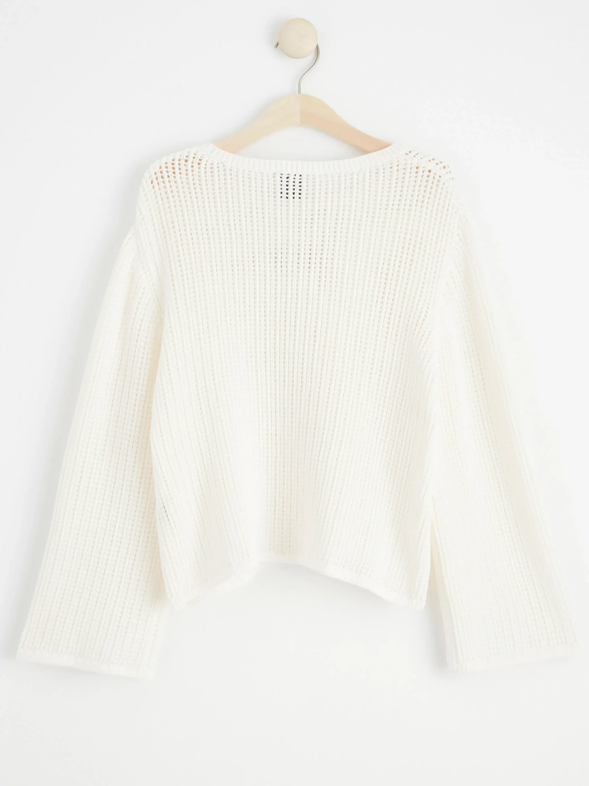 Tröjor & Cardigans>Lindex Stickad Bomullstroja Light White