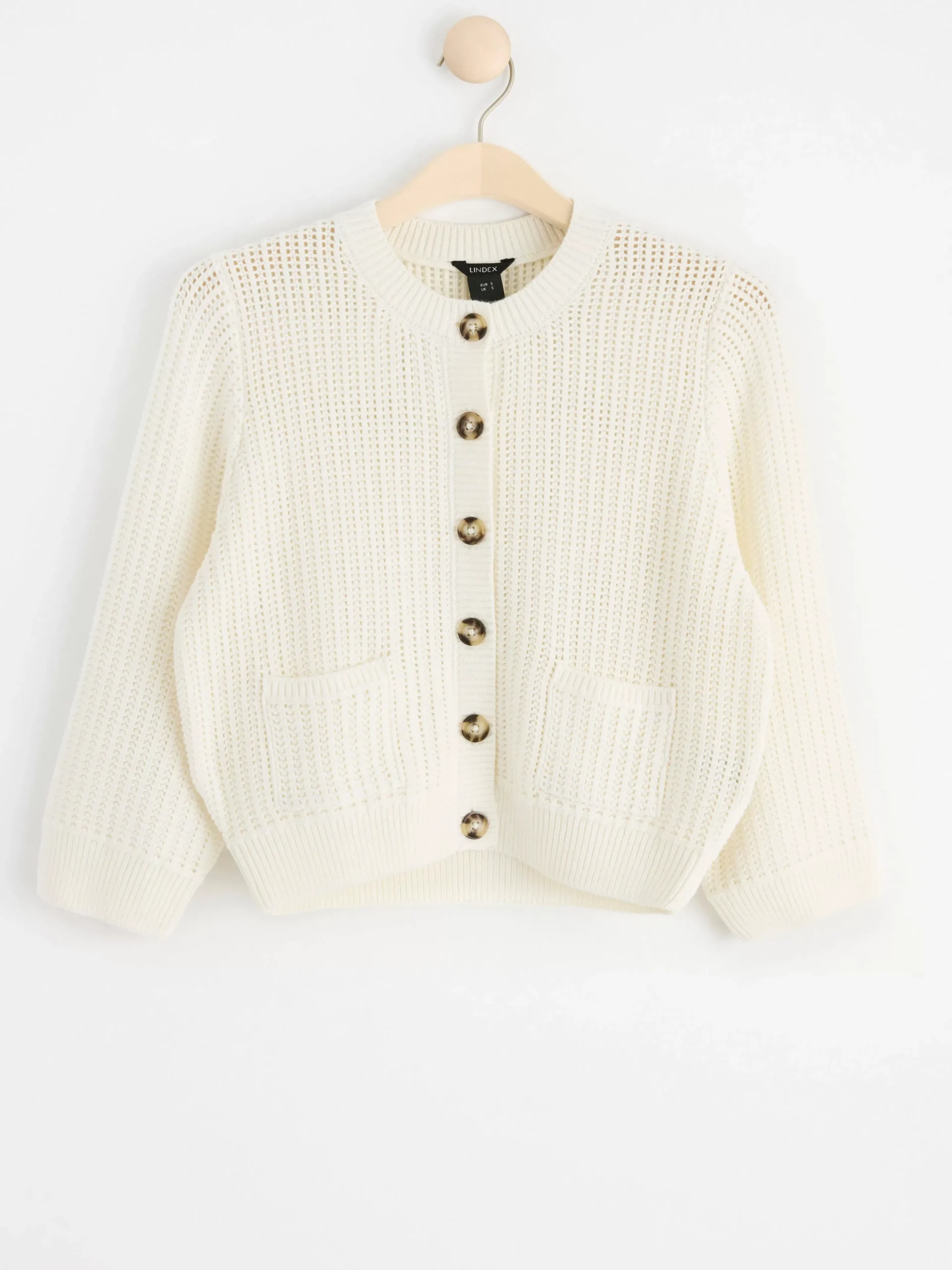 Tröjor & Cardigans>Lindex Stickad Cardigan Light White