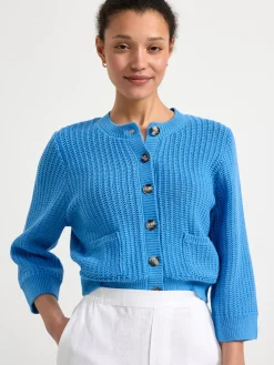 Tröjor & Cardigans>Lindex Stickad Cardigan Light Dusty Blue