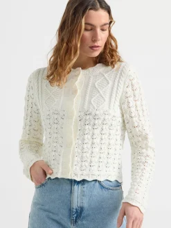 Tröjor & Cardigans>Lindex Stickad Cardigan Off White
